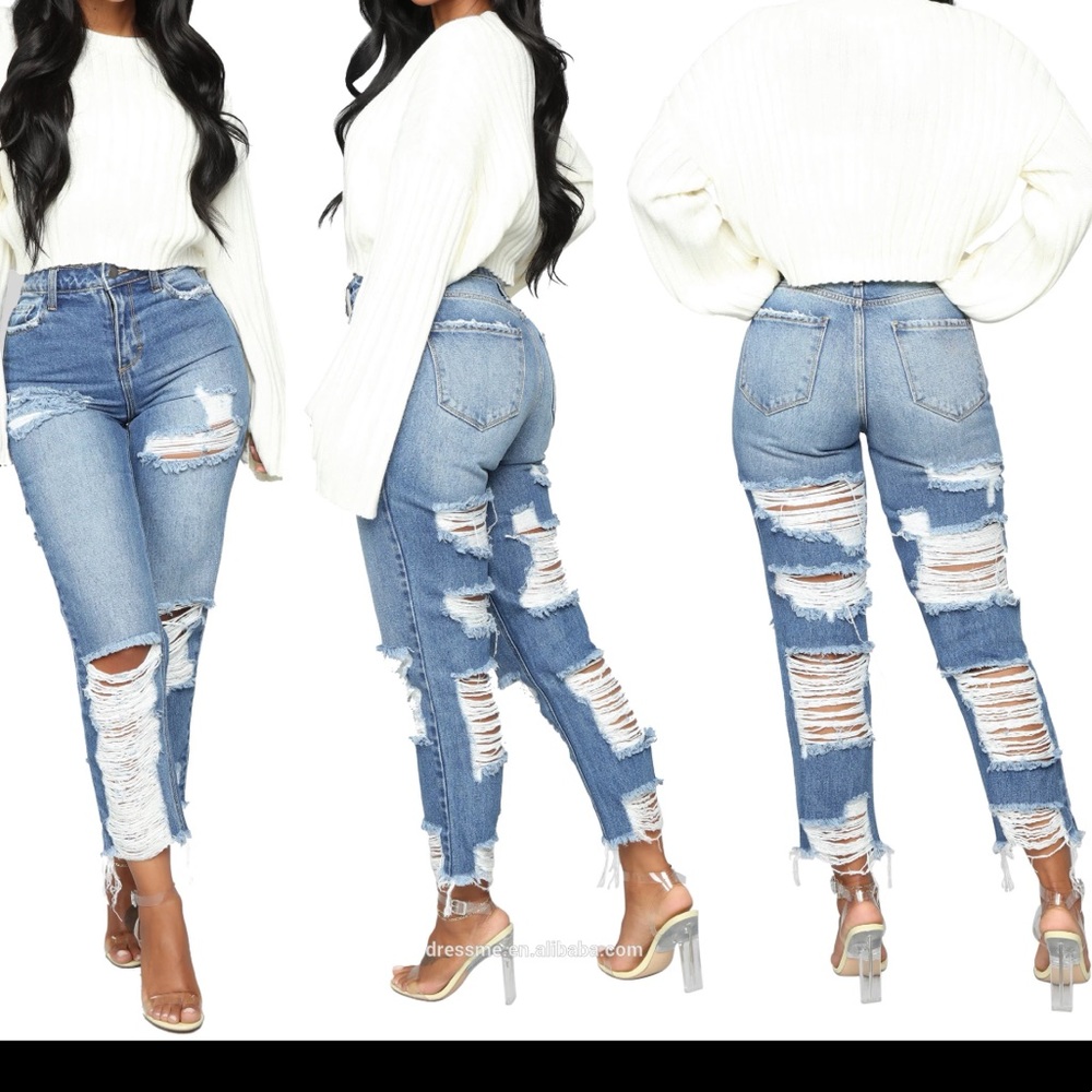 Ripped blue jeans
